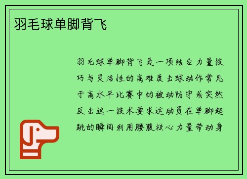 羽毛球单脚背飞